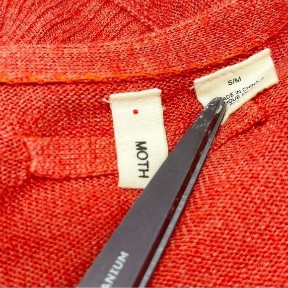 ANTHROPOLOGIE MOTH Women’s Coral Red TAUPO Asymetrical Ruffle Kimono Sweater S - Picture 7 of 9